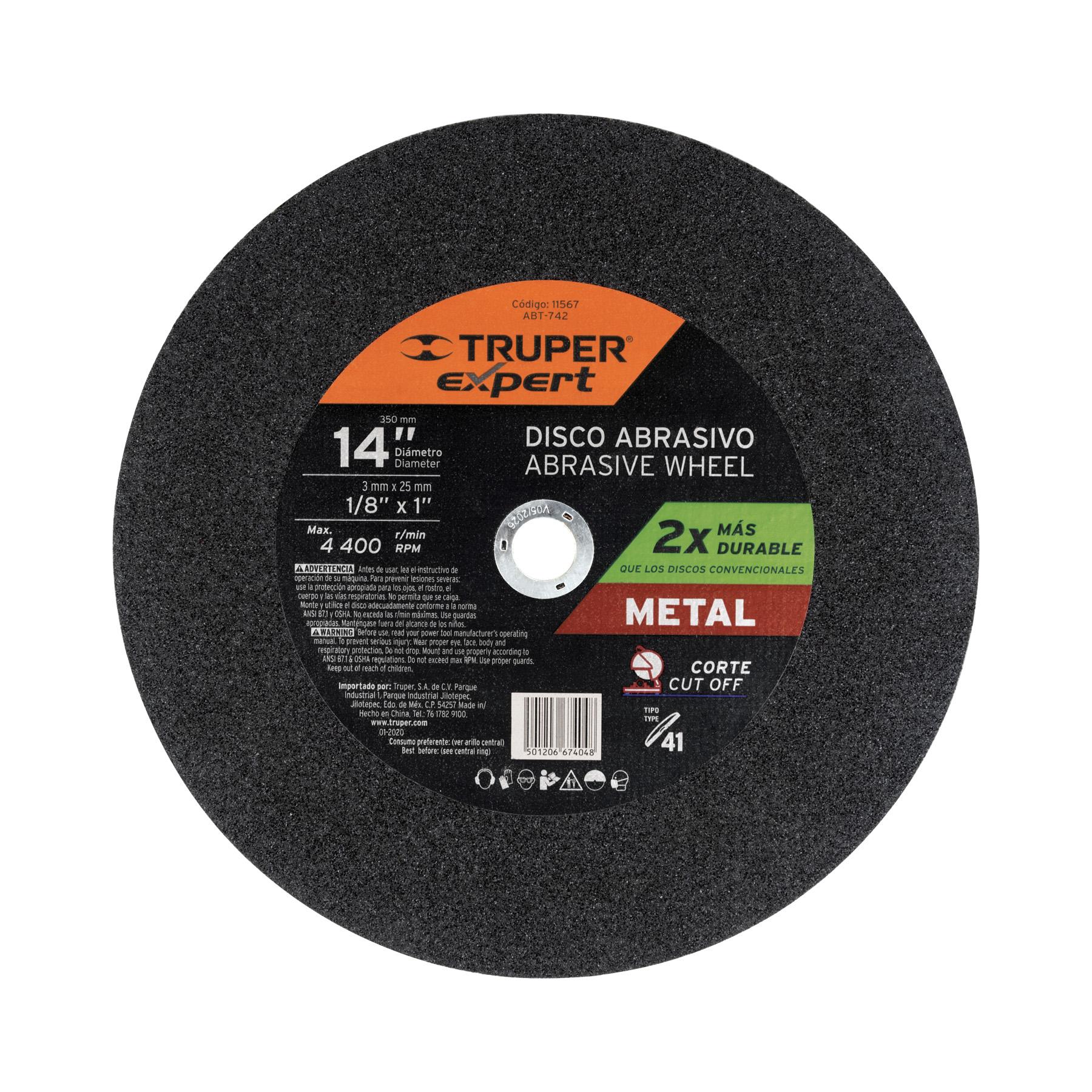 DISCO TIPO 41 DE 14" X 3 MM PARA CORTE DE METAL. EXPERT